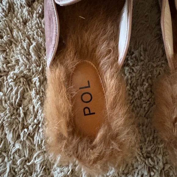 POL New Faux Fur lined Pale Pink Mule shoes - Picture 2 of 3